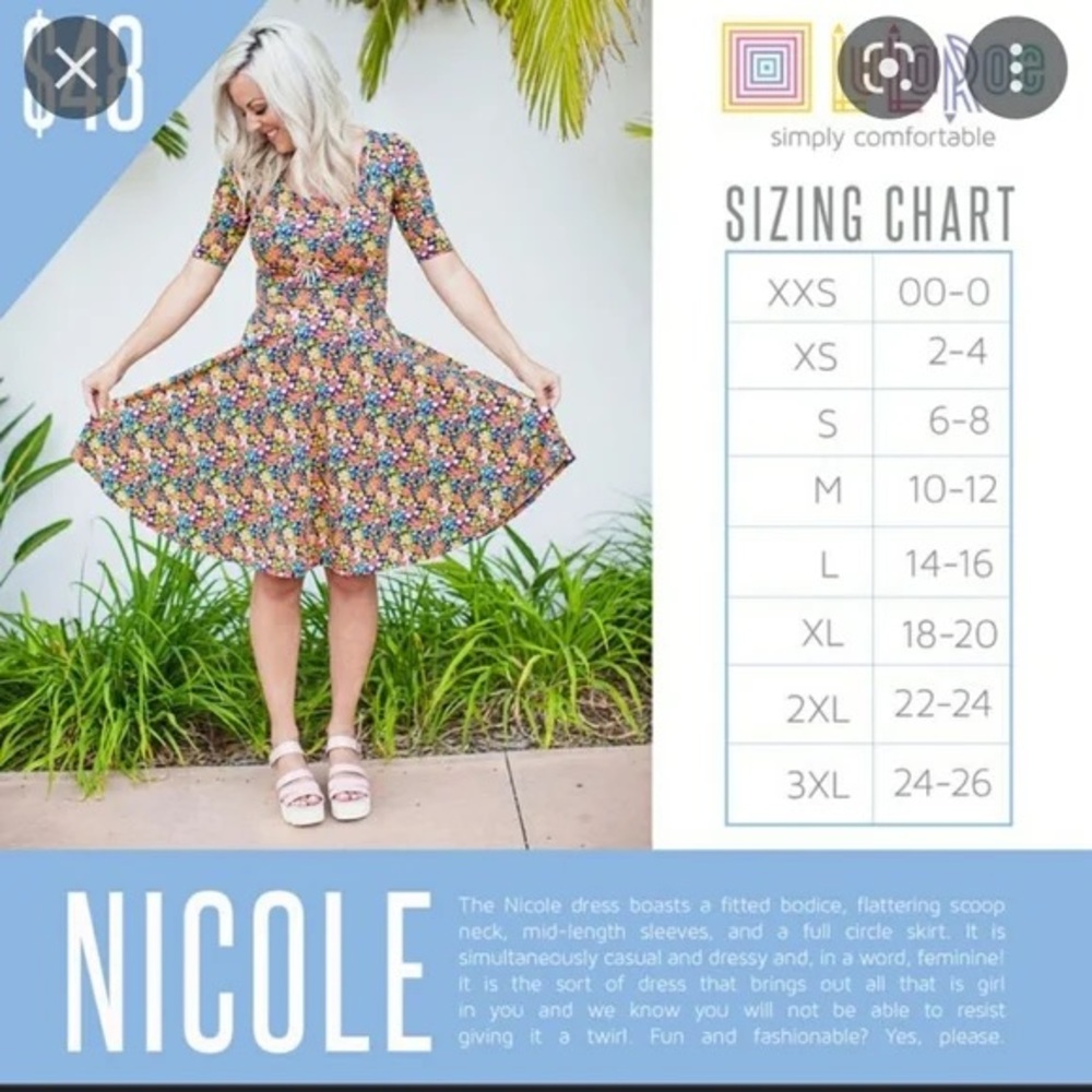 LuLaRoe Nicole Dress Size 2XL NWT - Picture 4 of 4
